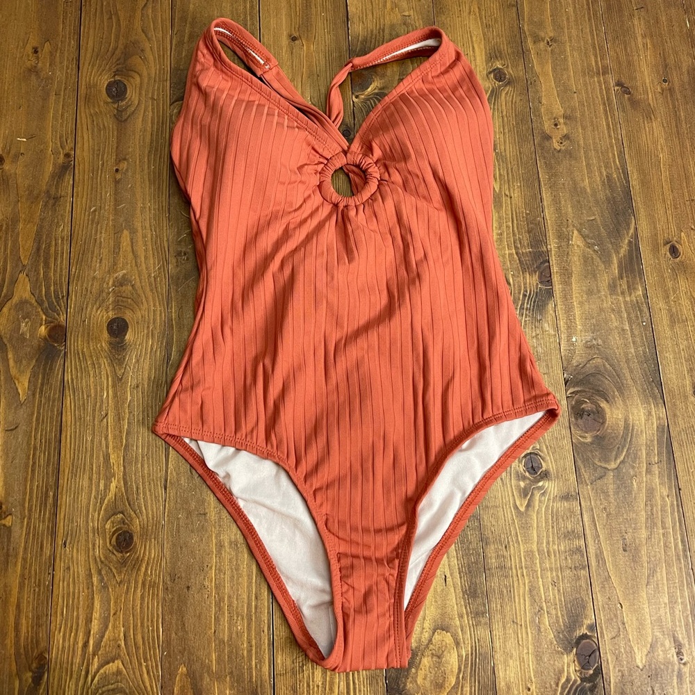 Kona Sol size small 4-6 orange one piece swimsuit